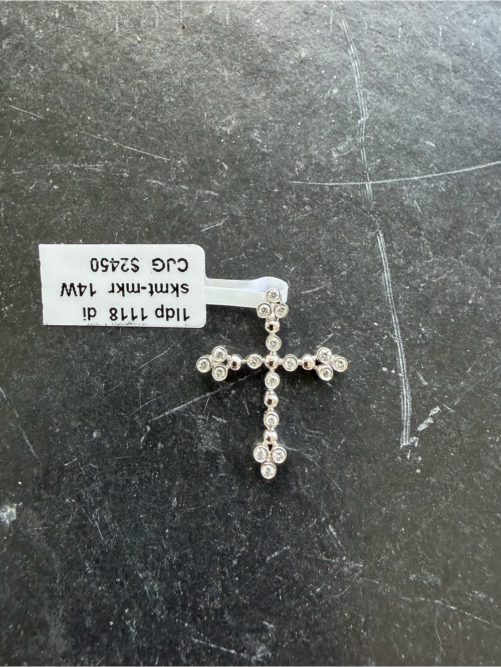 14kt White Gold Diamond Cross Pendant
